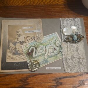 Vintage-Inspired Collage with Lace and Brooch